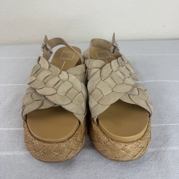 Dolce Vita Winder Crossover Strap Espadrille Platform Sandals Beige Tan 9.5 - Picture 5 of 14
